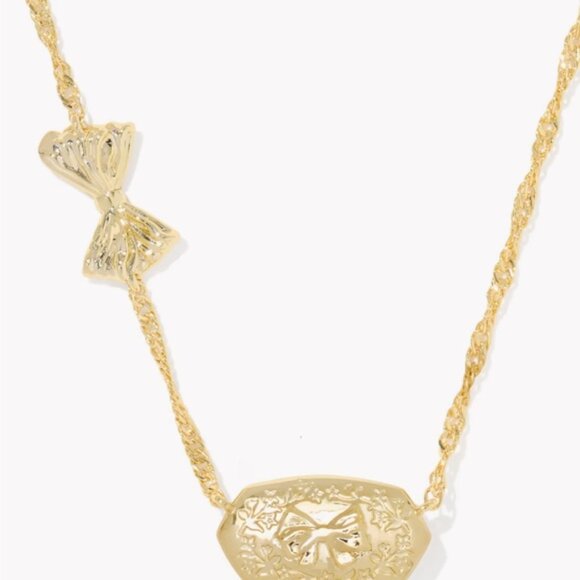 Kendra Scott x love shack fancy sun glow new Gold Necklace with Bow reversible - Picture 4 of 4